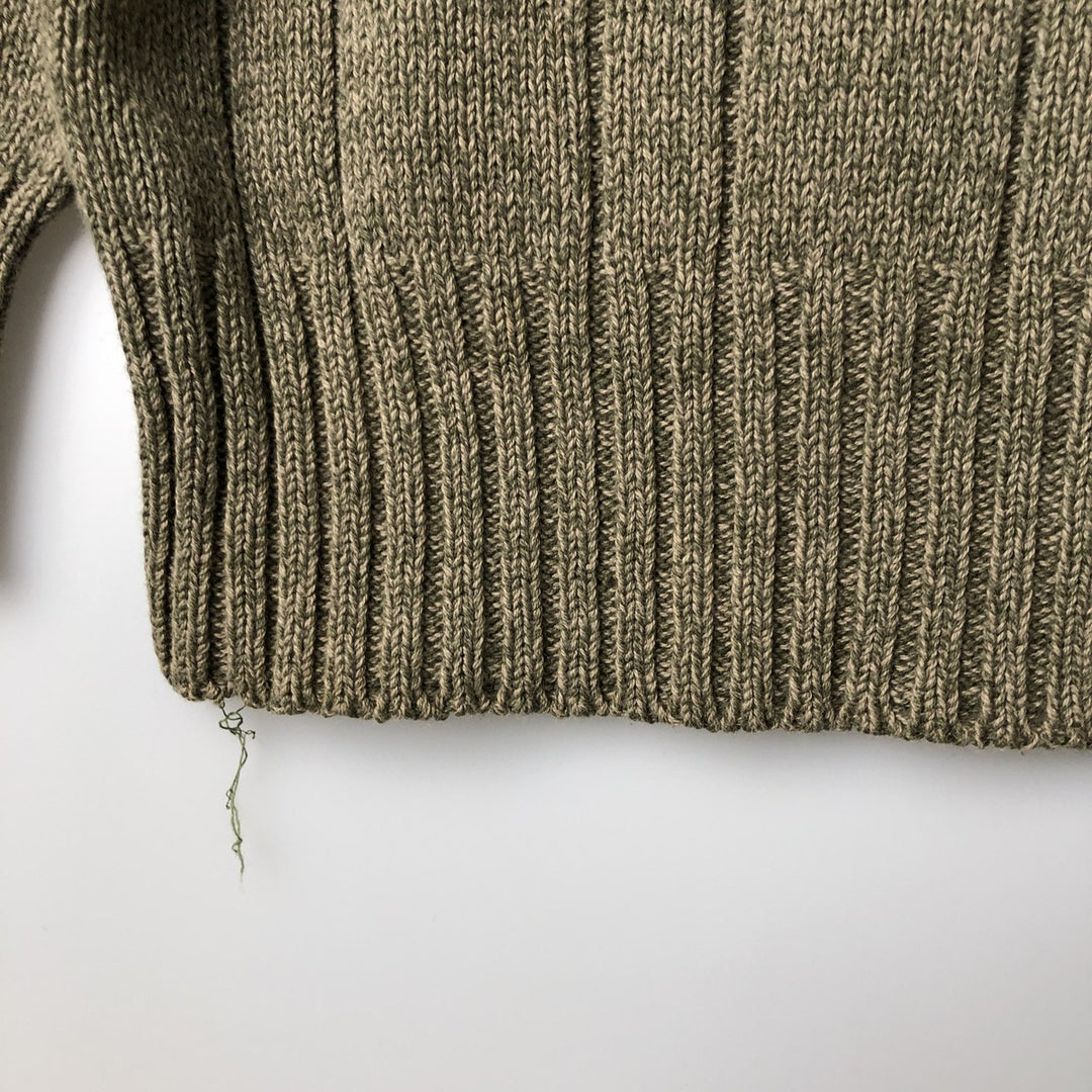 GEOFFREY BEENE Cable Knit Cotton Sweater, Men's Size L cotton Khaki type Vintage Second Hand
