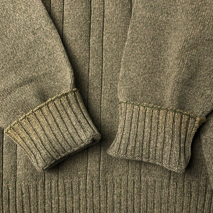 GEOFFREY BEENE Cable Knit Cotton Sweater, Men's Size L cotton Khaki type Vintage Second Hand