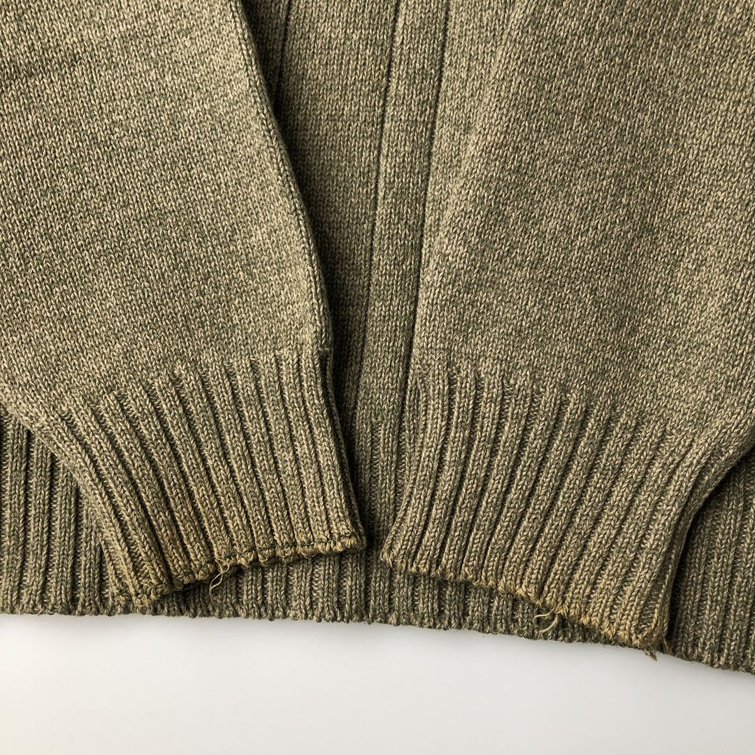 GEOFFREY BEENE Cable Knit Cotton Sweater, Men's Size L cotton Khaki type Vintage Second Hand