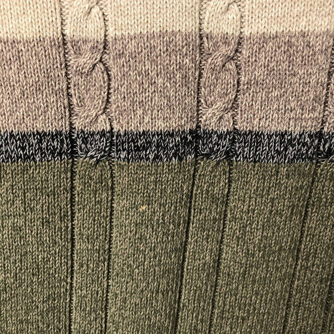 GEOFFREY BEENE Cable Knit Cotton Sweater, Men's Size L cotton Khaki type Vintage Second Hand