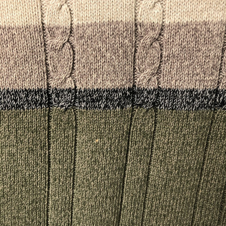 GEOFFREY BEENE Cable Knit Cotton Sweater, Men's Size L cotton Khaki type Vintage Second Hand