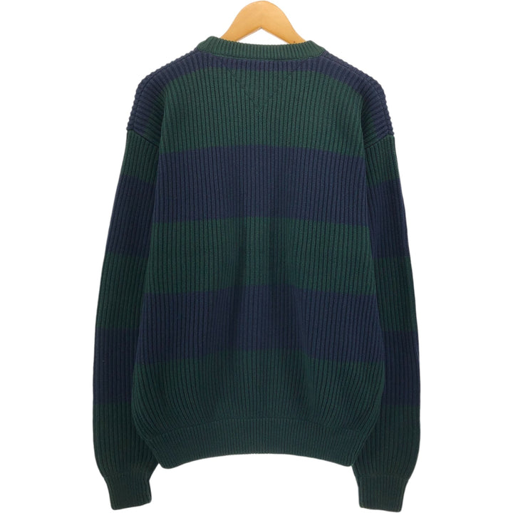Vintage 90'S Tommy Hilfiger striped cotton knit sweater, size XL, men's cotton navy blue type Vintage Second Hand