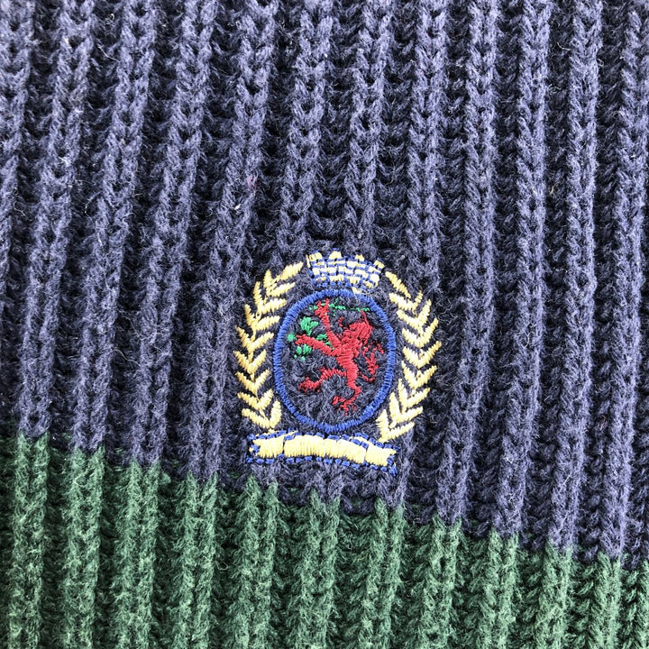 Vintage 90'S Tommy Hilfiger striped cotton knit sweater, size XL, men's cotton navy blue type Vintage Second Hand