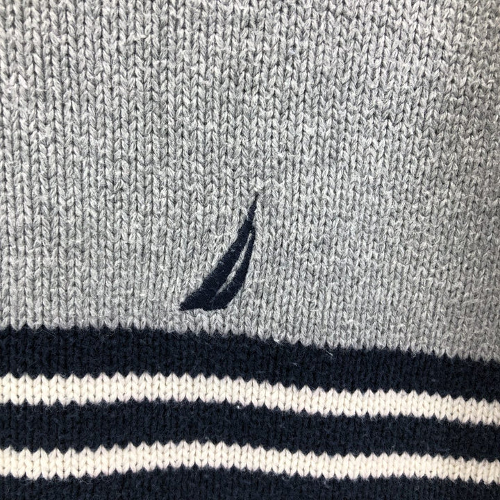 00s~ NAUTICA Cotton Knit Sweater Men's XL cotton gray type Vintage Second Hand