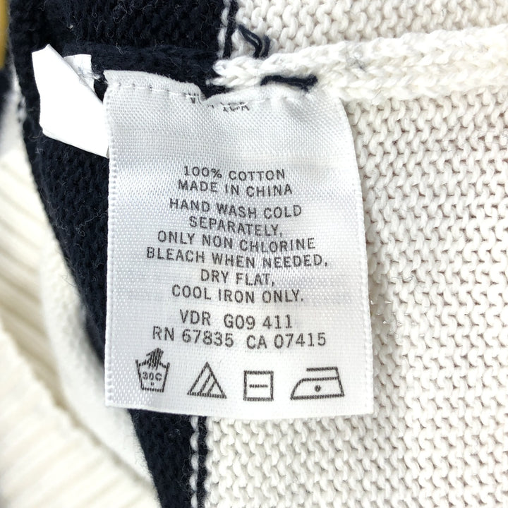 00'S ~ NAUTICA Striped Pattern Cotton Knit Sweater Men's M size cotton ivory Vintage Second Hand