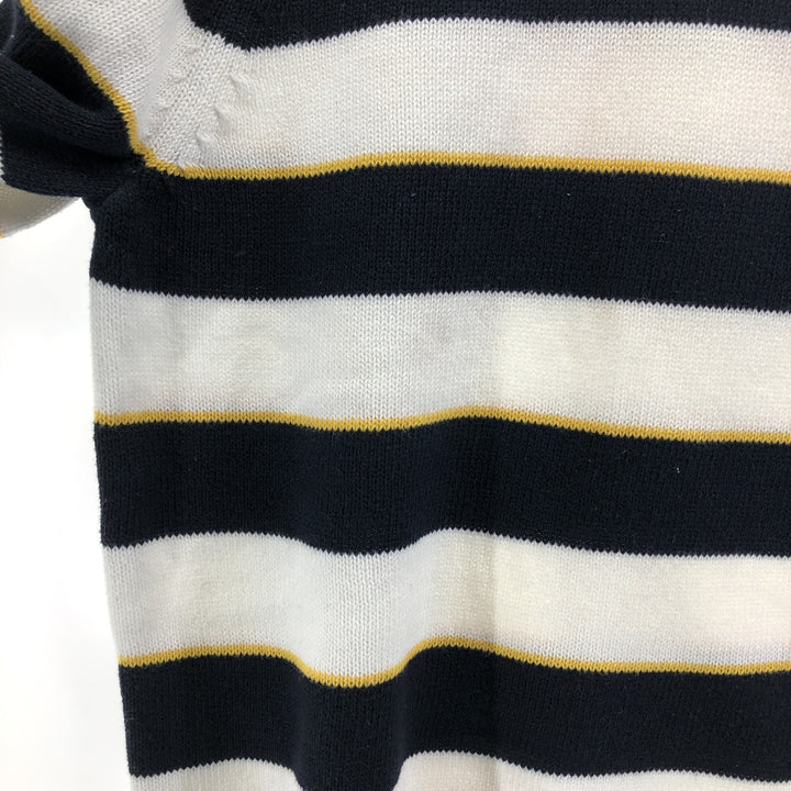 00'S ~ NAUTICA Striped Pattern Cotton Knit Sweater Men's M size cotton ivory Vintage Second Hand