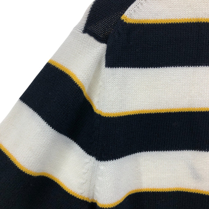 00'S ~ NAUTICA Striped Pattern Cotton Knit Sweater Men's M size cotton ivory Vintage Second Hand
