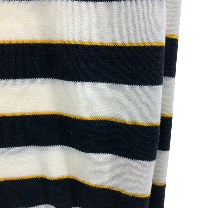 00'S ~ NAUTICA Striped Pattern Cotton Knit Sweater Men's M size cotton ivory Vintage Second Hand