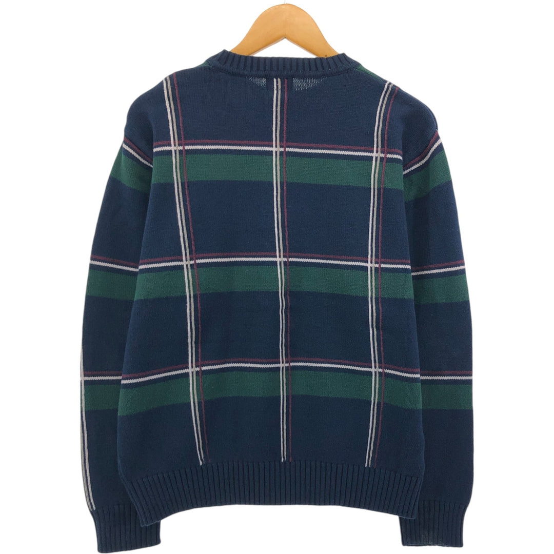 Vintage 90'S Dockers Check Pattern Cotton Knit Sweater, Men's Size L cotton navy blue type Vintage Second Hand