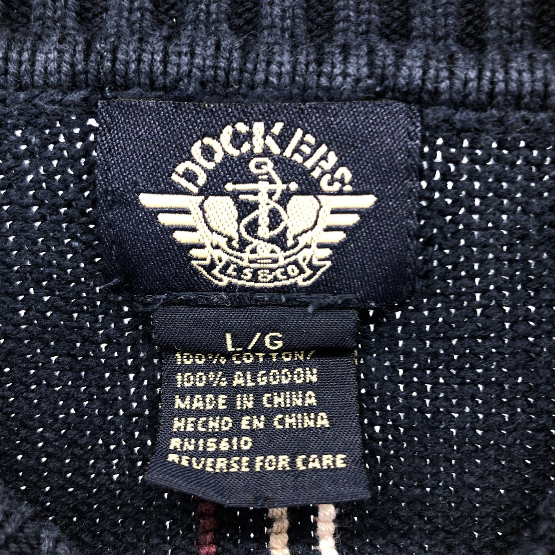 Vintage 90'S Dockers Check Pattern Cotton Knit Sweater, Men's Size L cotton navy blue type Vintage Second Hand