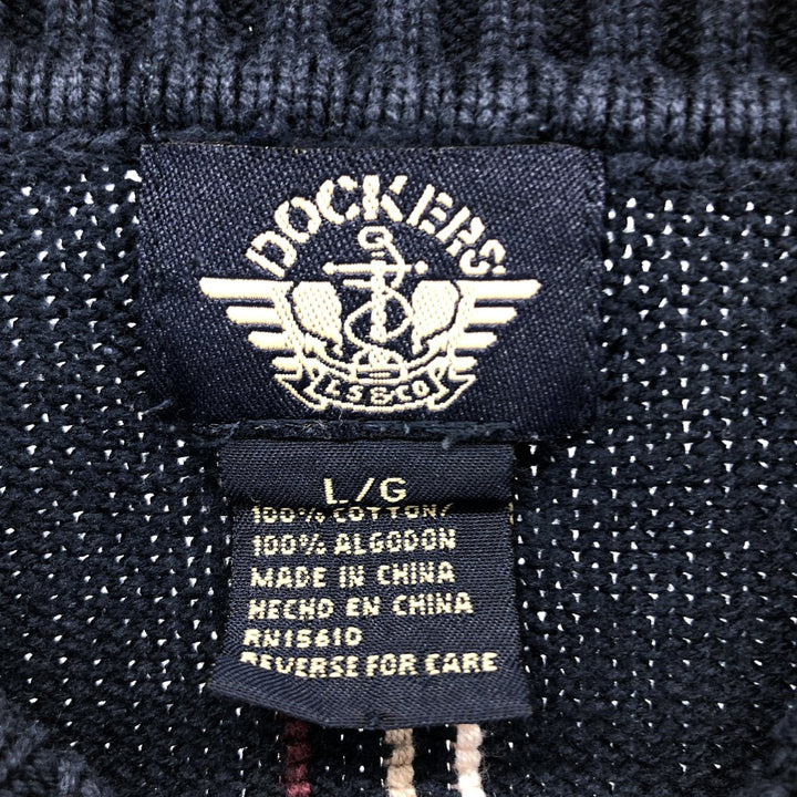 Vintage 90'S Dockers Check Pattern Cotton Knit Sweater, Men's Size L cotton navy blue type Vintage Second Hand
