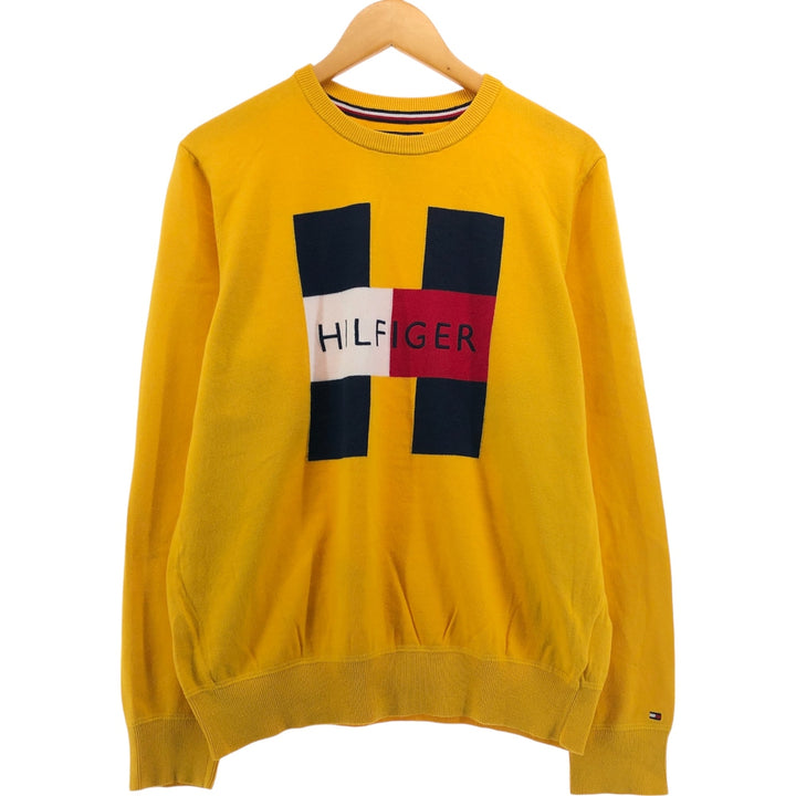 Tommy Hilfiger Cotton Knit Sweater, Men's Size L cotton yellow type Vintage Second Hand