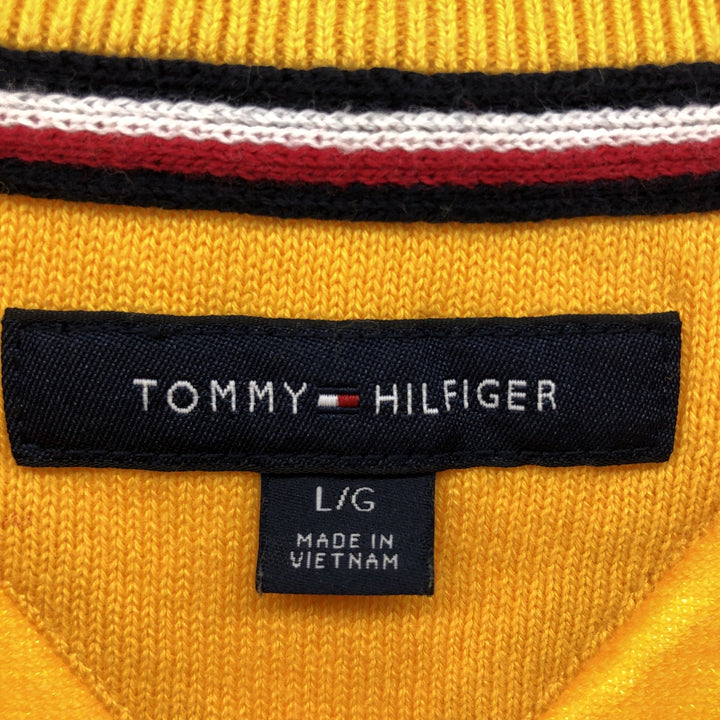 Tommy Hilfiger Cotton Knit Sweater, Men's Size L cotton yellow type Vintage Second Hand