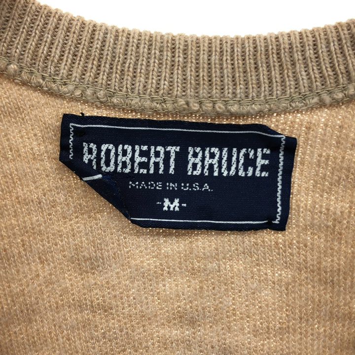 ROBERT BRUCE V-neck cashmere knit vest, made in USA, men's size M unclear Beige type Vintage Second Hand