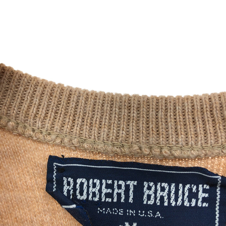 ROBERT BRUCE V-neck cashmere knit vest, made in USA, men's size M unclear Beige type Vintage Second Hand