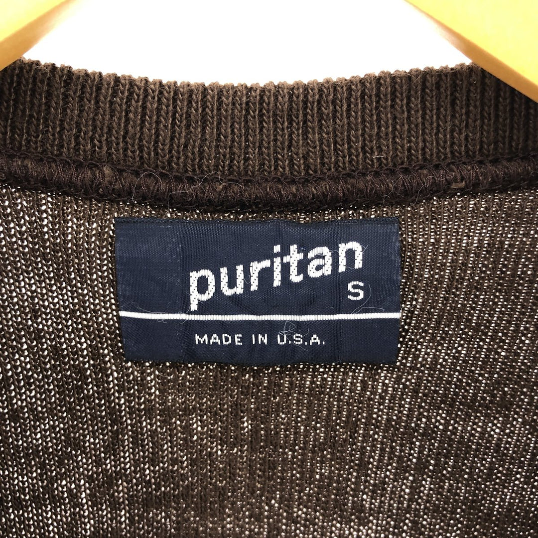 80'S Puritan V-neck knit vest, made in USA, men's size S, vintage unclear brown type Vintage Second Hand
