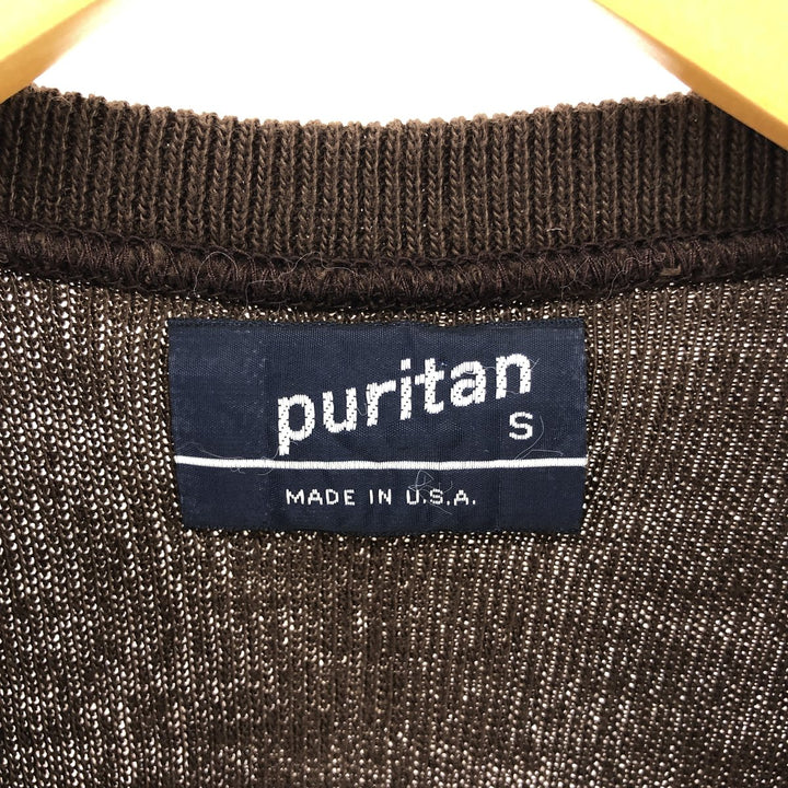 80'S Puritan V-neck knit vest, made in USA, men's size S, vintage unclear brown type Vintage Second Hand