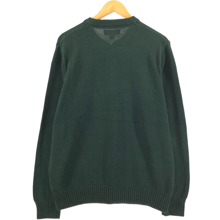 Eddie Bauer Men's Henley Cotton Knit Half-Button Sweater, Size L cotton Green type dark green Vintage Second Hand