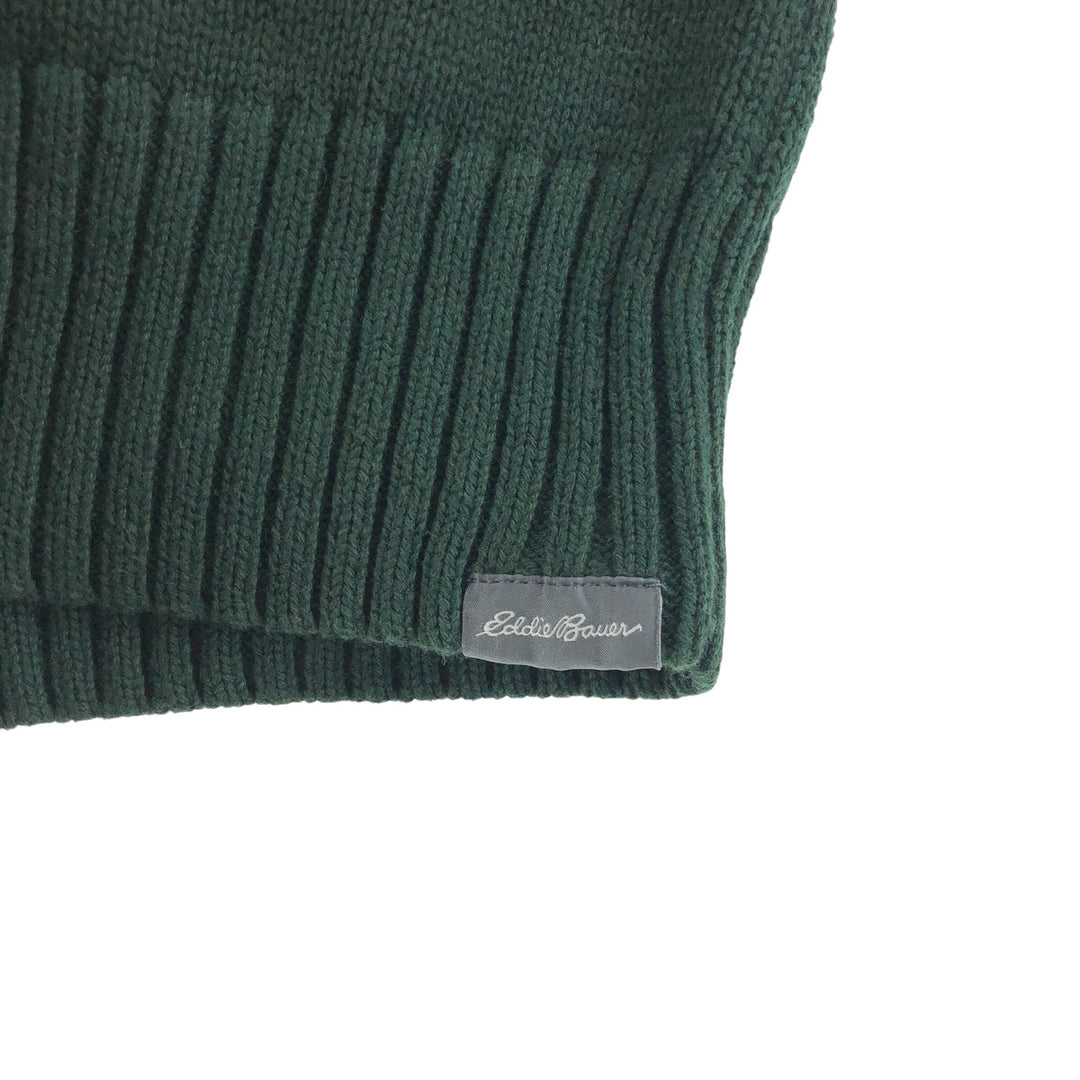 Eddie Bauer Men's Henley Cotton Knit Half-Button Sweater, Size L cotton Green type dark green Vintage Second Hand