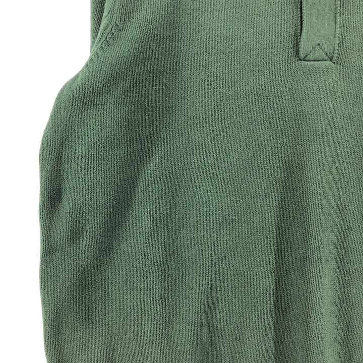 Eddie Bauer Men's Henley Cotton Knit Half-Button Sweater, Size L cotton Green type dark green Vintage Second Hand