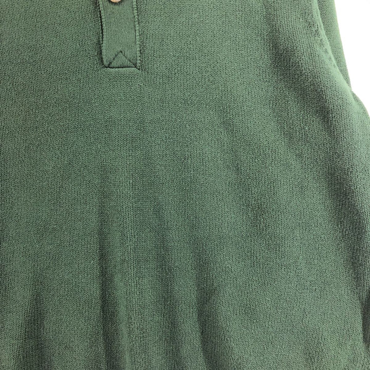 Eddie Bauer Men's Henley Cotton Knit Half-Button Sweater, Size L cotton Green type dark green Vintage Second Hand