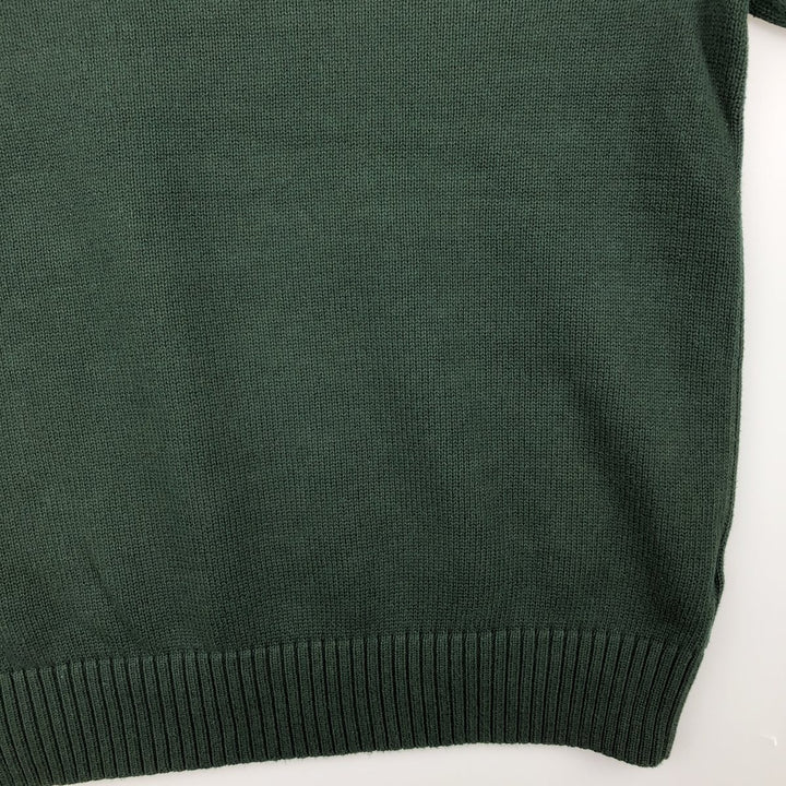 Eddie Bauer Men's Henley Cotton Knit Half-Button Sweater, Size L cotton Green type dark green Vintage Second Hand
