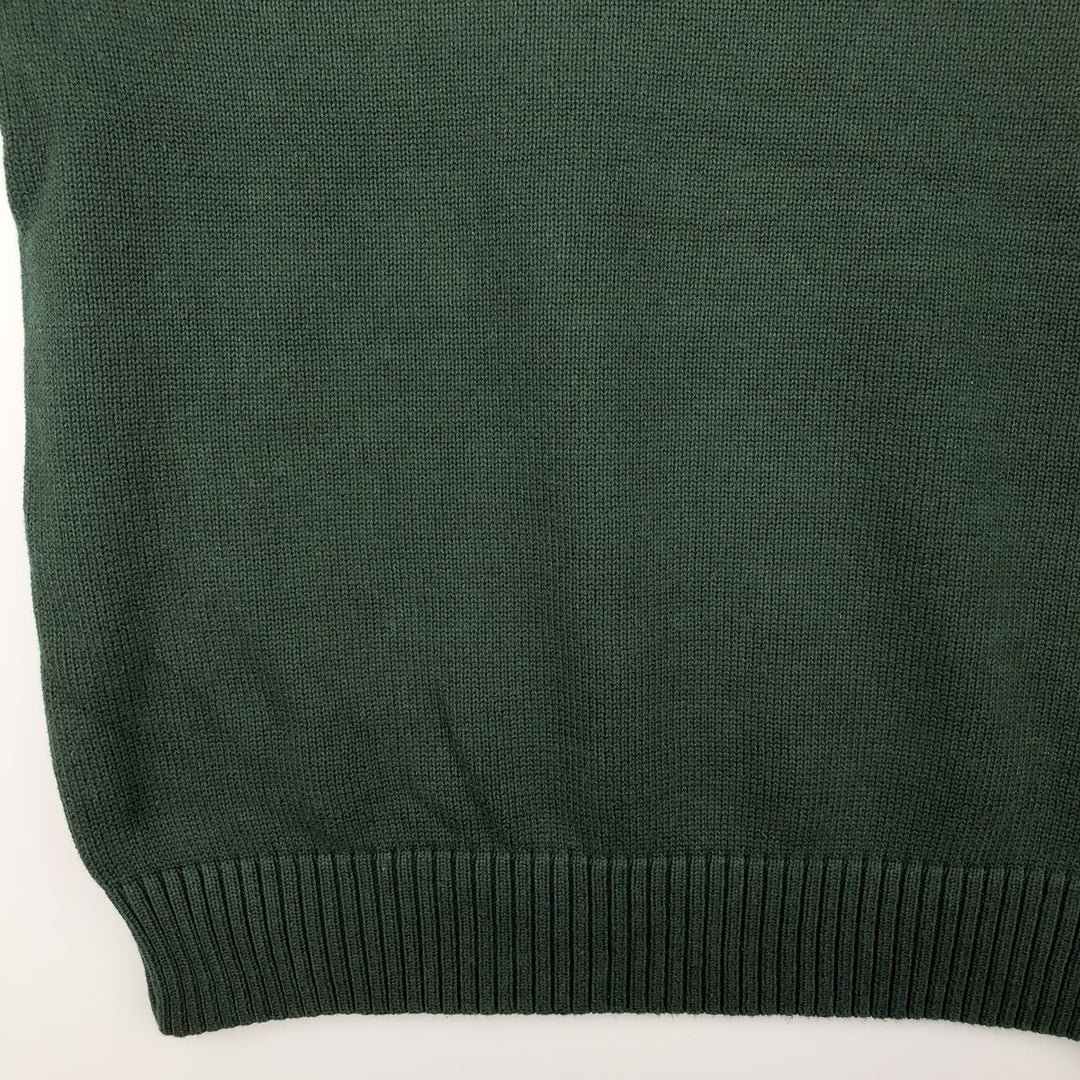 Eddie Bauer Men's Henley Cotton Knit Half-Button Sweater, Size L cotton Green type dark green Vintage Second Hand