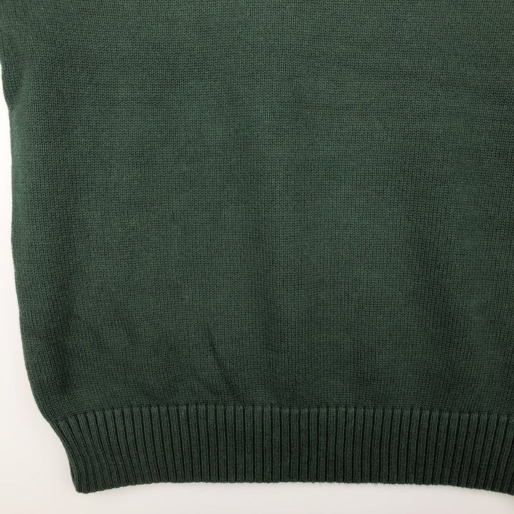 Eddie Bauer Men's Henley Cotton Knit Half-Button Sweater, Size L cotton Green type dark green Vintage Second Hand