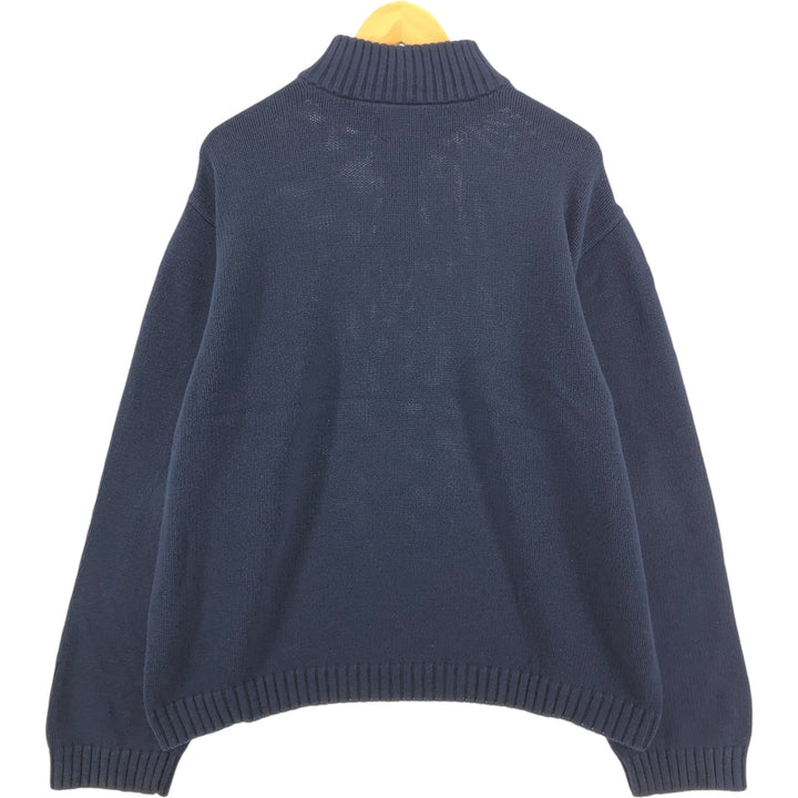 CHAPS Cotton Knit Half-Zip Sweater, Men's, XXL cotton navy blue type Vintage Second Hand