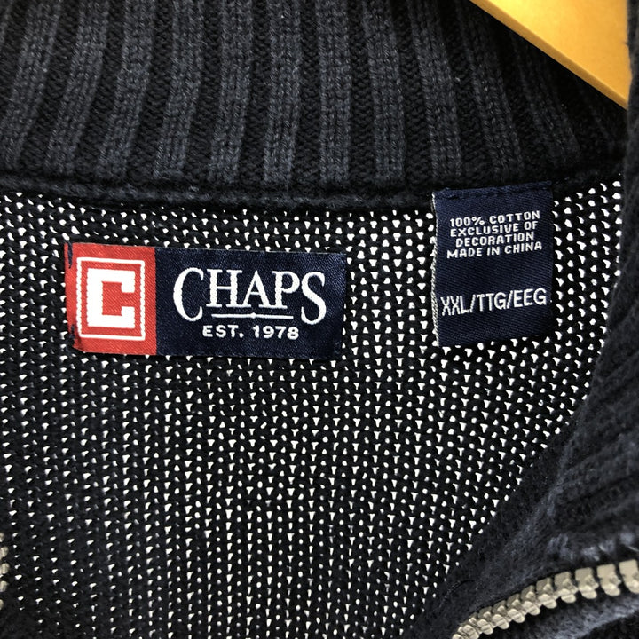CHAPS Cotton Knit Half-Zip Sweater, Men's, XXL cotton navy blue type Vintage Second Hand