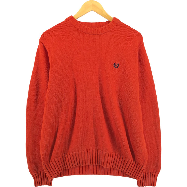 Chaps Cotton Knit Sweater, Men's Size L cotton orange type Vintage Second Hand