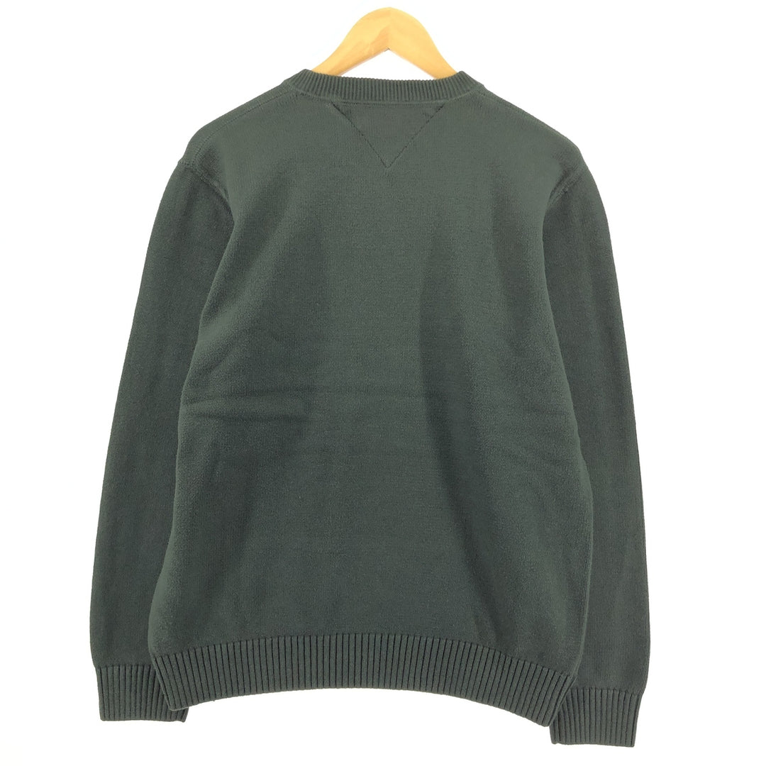 Tommy Hilfiger Cotton Knit Sweater, Men's Size L cotton Green type dark green Vintage Second Hand