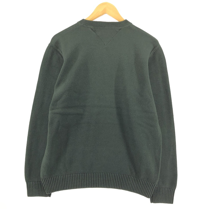 Tommy Hilfiger Cotton Knit Sweater, Men's Size L cotton Green type dark green Vintage Second Hand