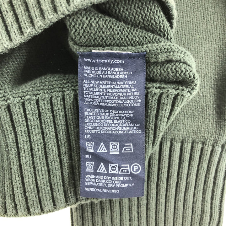 Tommy Hilfiger Cotton Knit Sweater, Men's Size L cotton Green type dark green Vintage Second Hand