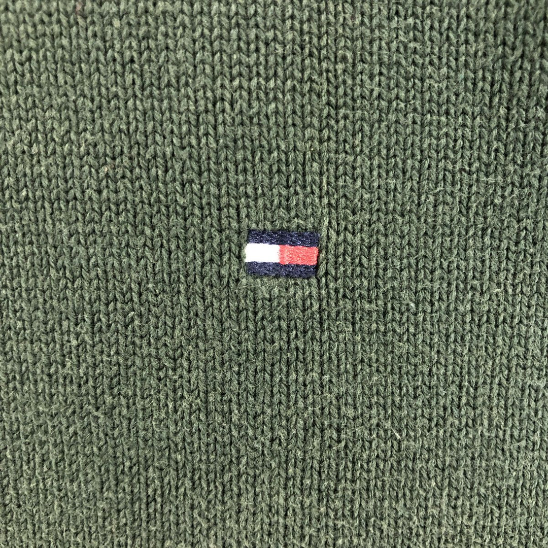 Tommy Hilfiger Cotton Knit Sweater, Men's Size L cotton Green type dark green Vintage Second Hand