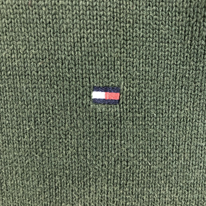 Tommy Hilfiger Cotton Knit Sweater, Men's Size L cotton Green type dark green Vintage Second Hand