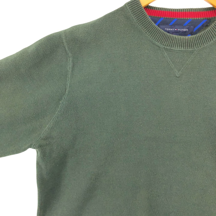 Tommy Hilfiger Cotton Knit Sweater, Men's Size L cotton Green type dark green Vintage Second Hand