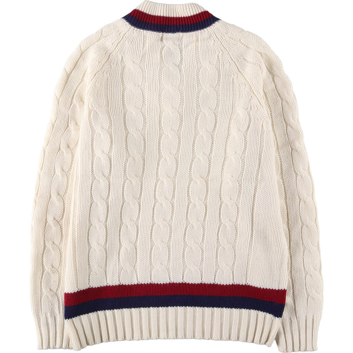 Vintage 60s-70'S IZOD Cardigan Knit Sweater, Men's Size L acrylic ivory Vintage Second Hand