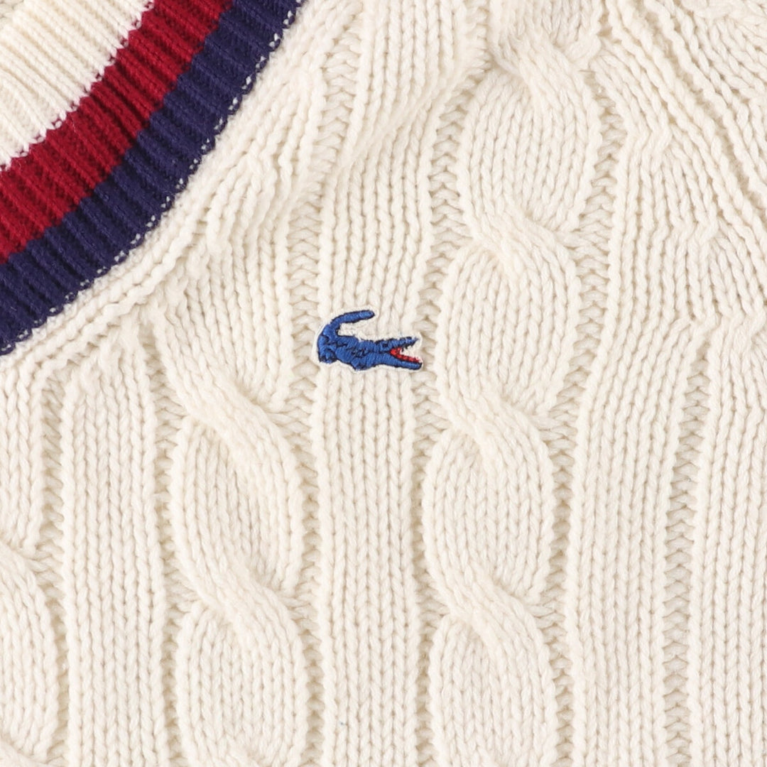 Vintage 60s-70'S IZOD Cardigan Knit Sweater, Men's Size L acrylic ivory Vintage Second Hand