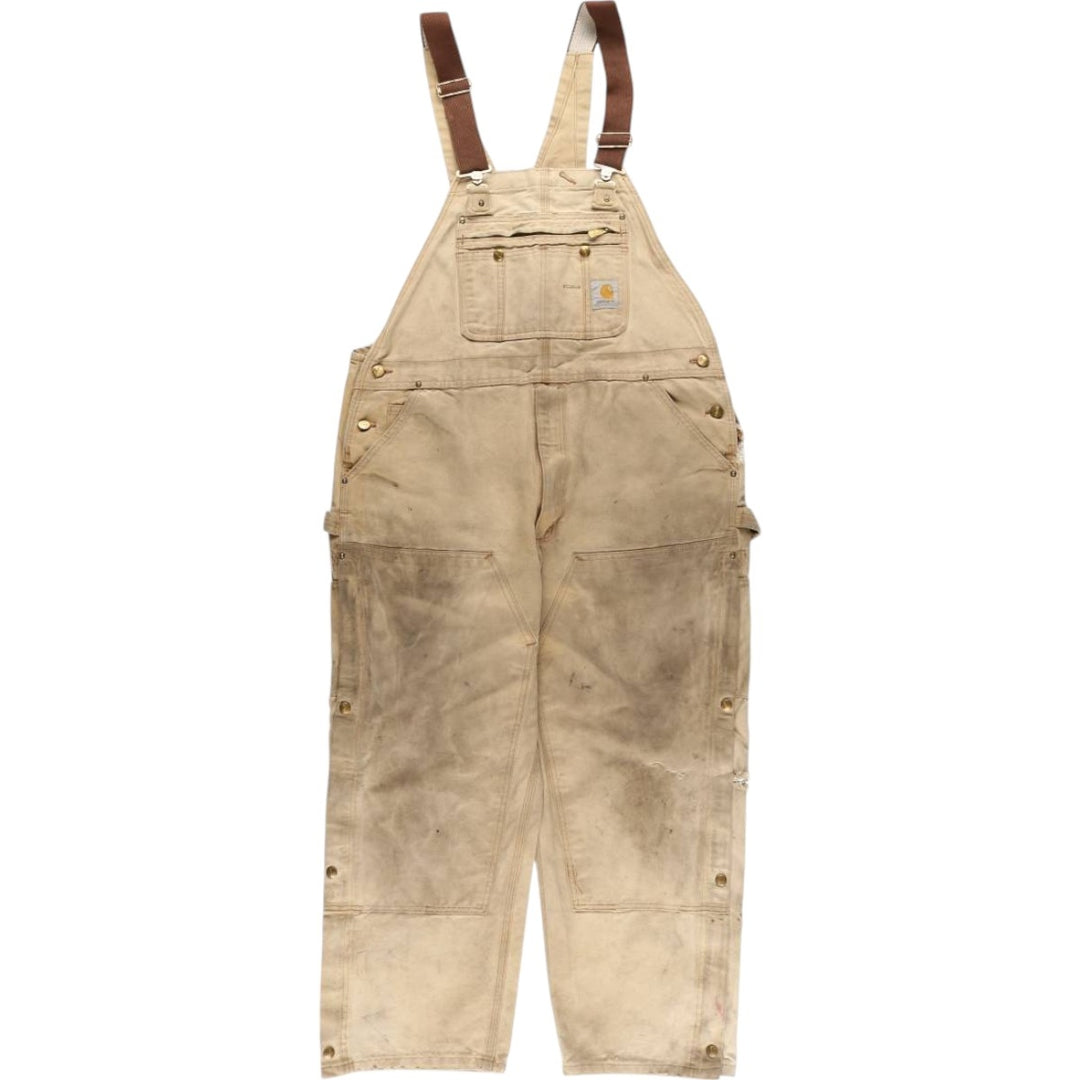 00'S Carhartt Double Knee Duck Overalls Made in USA Men's W38 cotton Beige type Vintage Second Hand