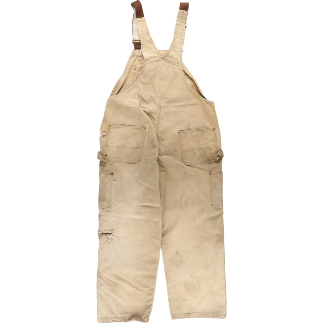 00'S Carhartt Double Knee Duck Overalls Made in USA Men's W38 cotton Beige type Vintage Second Hand