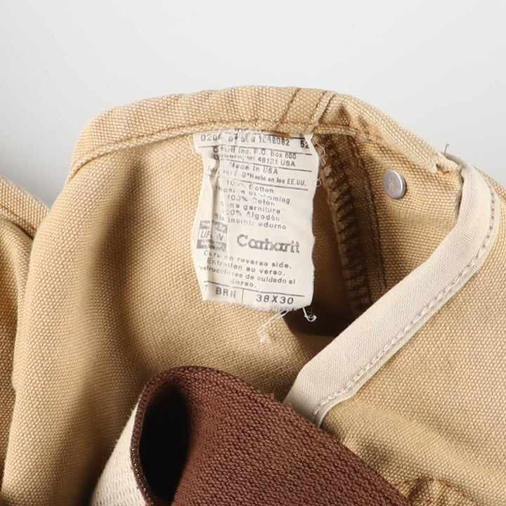 00'S Carhartt Double Knee Duck Overalls Made in USA Men's W38 cotton Beige type Vintage Second Hand