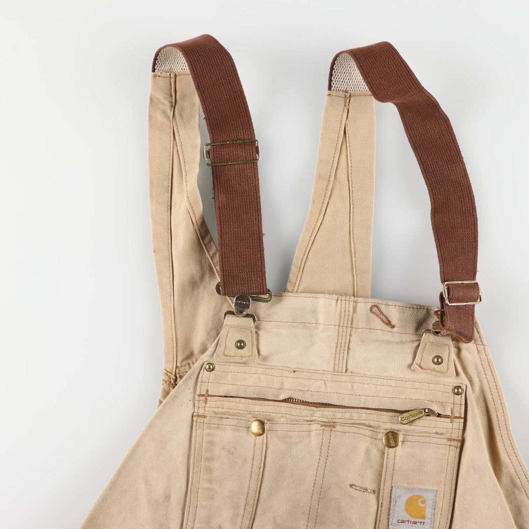 00'S Carhartt Double Knee Duck Overalls Made in USA Men's W38 cotton Beige type Vintage Second Hand