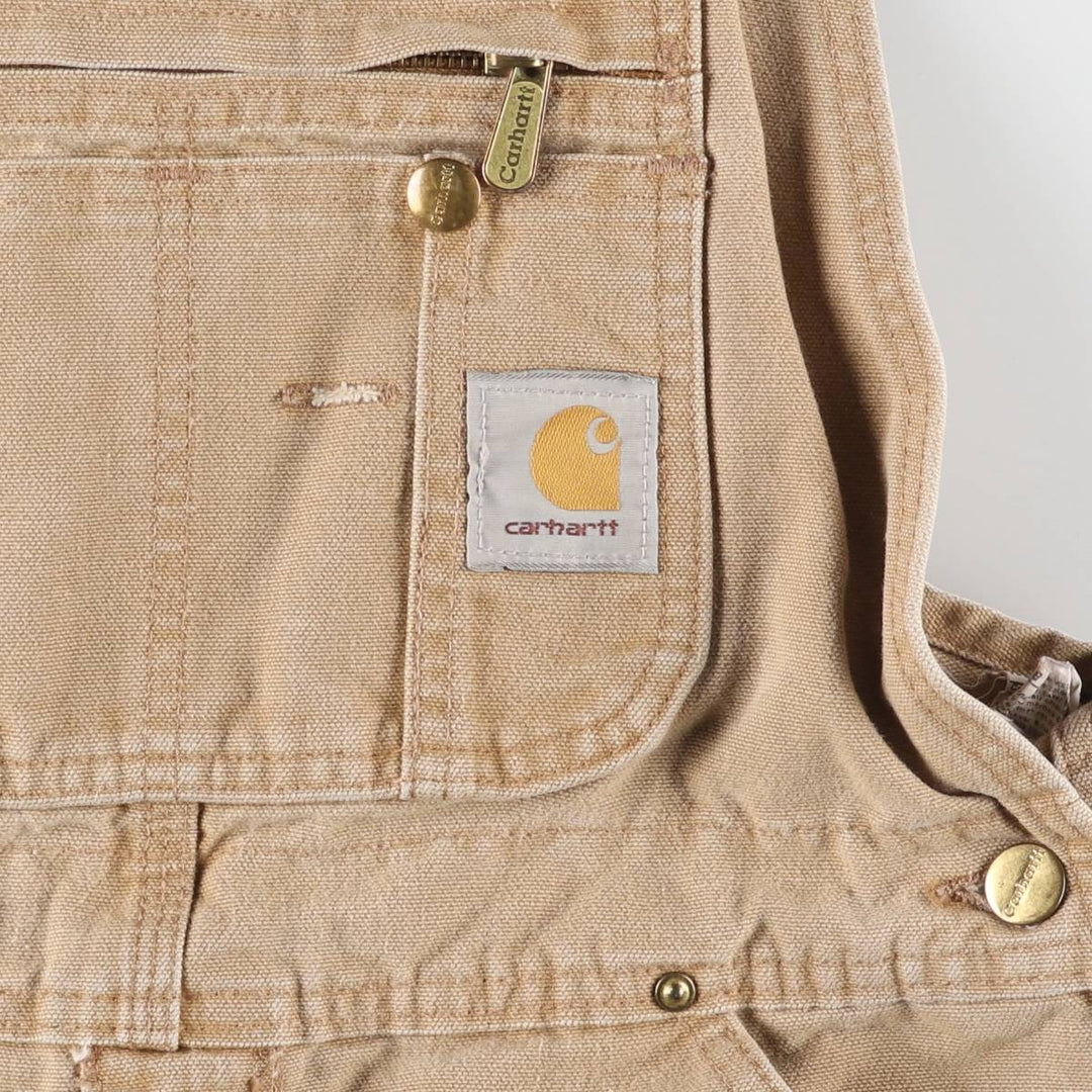 00'S Carhartt Double Knee Duck Overalls Made in USA Men's W36 cotton Beige type Vintage Second Hand