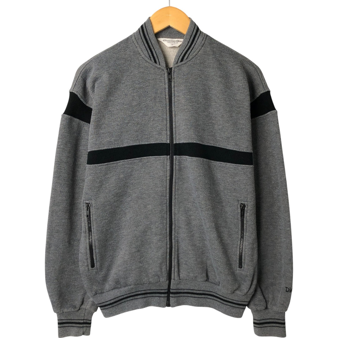 80s-90'S Christian Dior Full Zip Sweatshirt, Men's M Size Vintage polyester Charcoal Vintage Second Hand