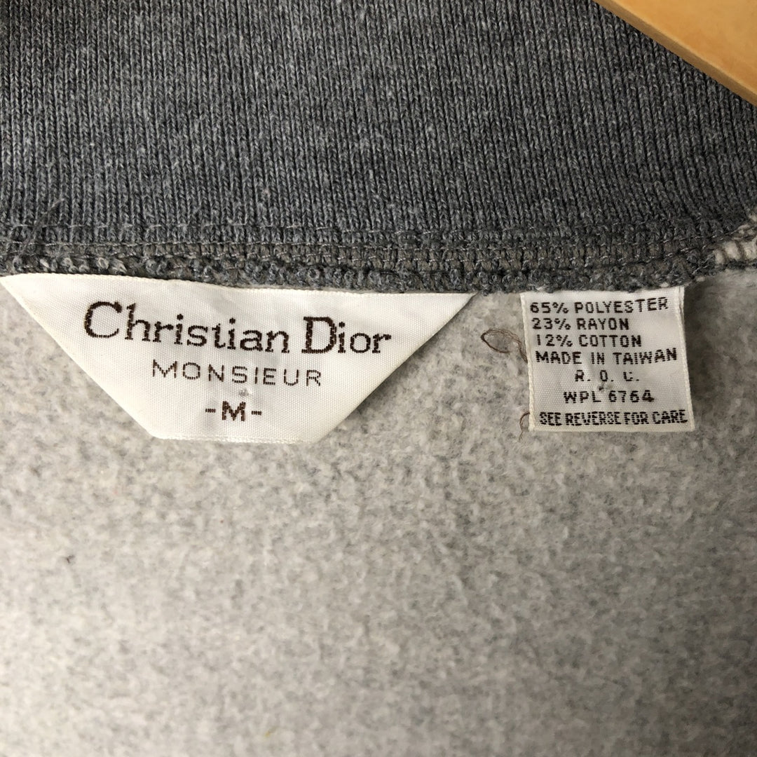 80s-90'S Christian Dior Full Zip Sweatshirt, Men's M Size Vintage polyester Charcoal Vintage Second Hand