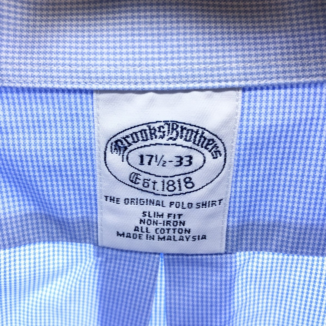 Brooks Brothers Est.1818 Houndstooth Pattern Long Sleeve Button-Down Shirt Men's XL cotton Blue type light blue Vintage Second Hand