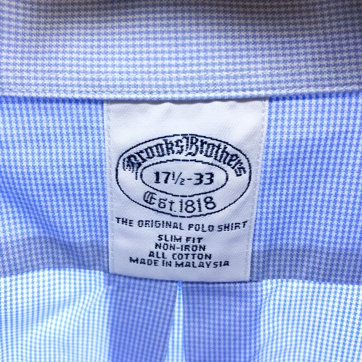 Brooks Brothers Est.1818 Houndstooth Pattern Long Sleeve Button-Down Shirt Men's XL cotton Blue type light blue Vintage Second Hand
