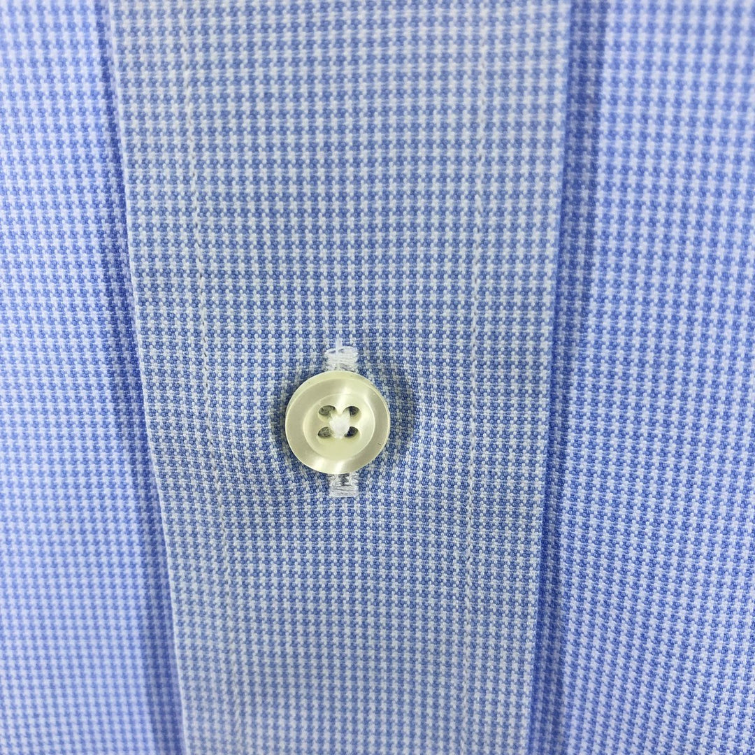 Brooks Brothers Est.1818 Houndstooth Pattern Long Sleeve Button-Down Shirt Men's XL cotton Blue type light blue Vintage Second Hand