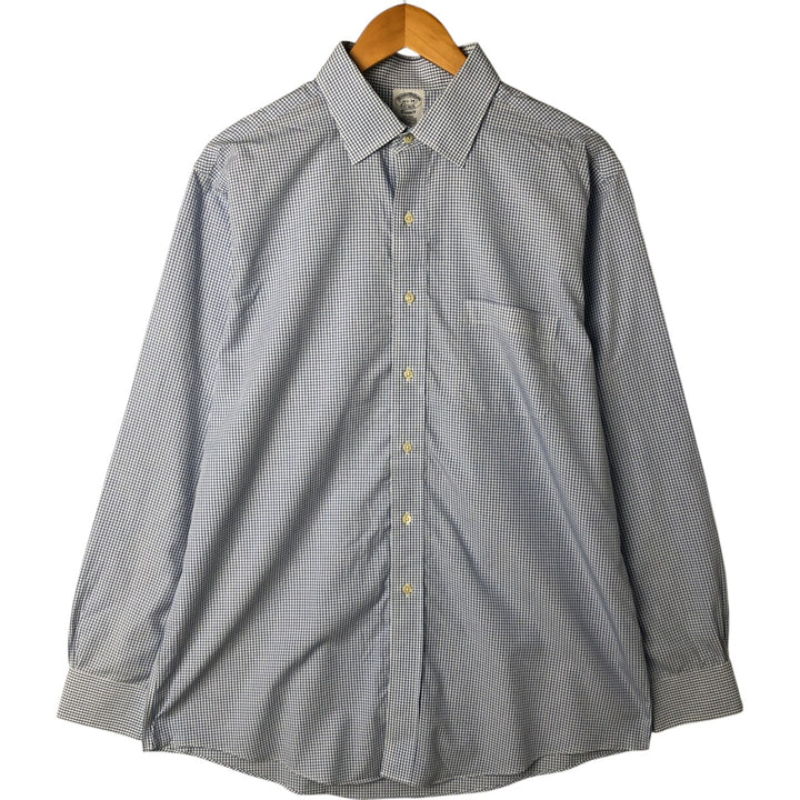 Brooks Brothers Est.1818 CLASSIC Wide Collar Long Sleeve Cotton Check Shirt Men's Size L Supima Cotton blue type Vintage Second Hand